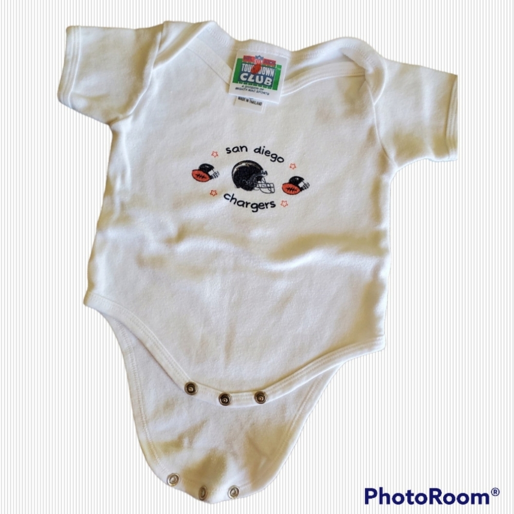 San Diego Chargers Baby Onesie White sz 0-6 Months